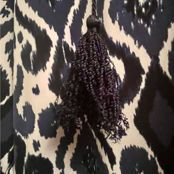 Michael Kors Patterned Navy and White Paisley Women's Dress with Tassels - Picture 10 of 11